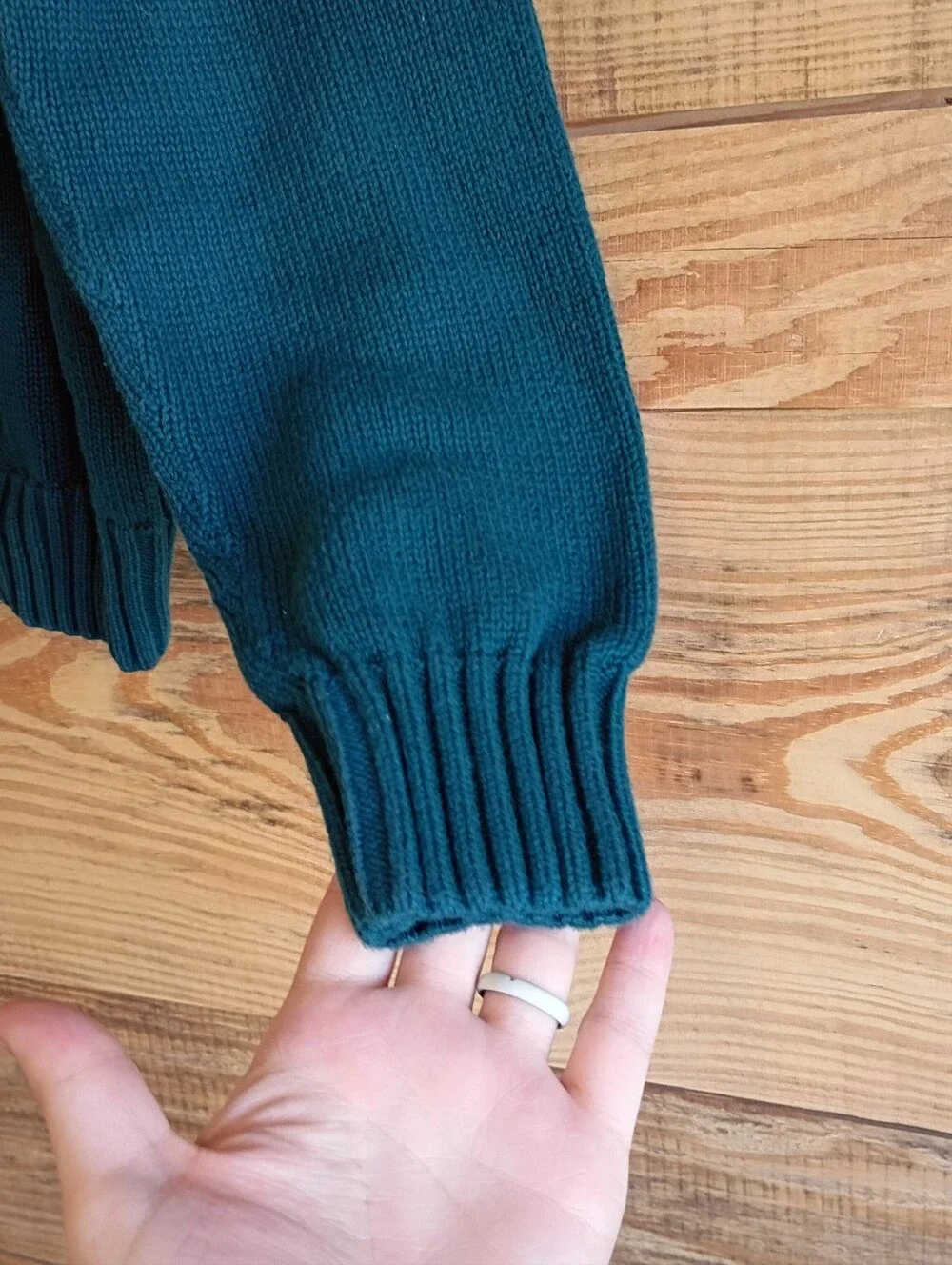 Chaps Forest Green Preppy Cotton Polo Crewneck Sweater Dark Academic Sporty